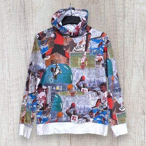 JORDAN All Over Graphic Brooklyn Hoodie Michael Jordan Flight Print Youth XL
